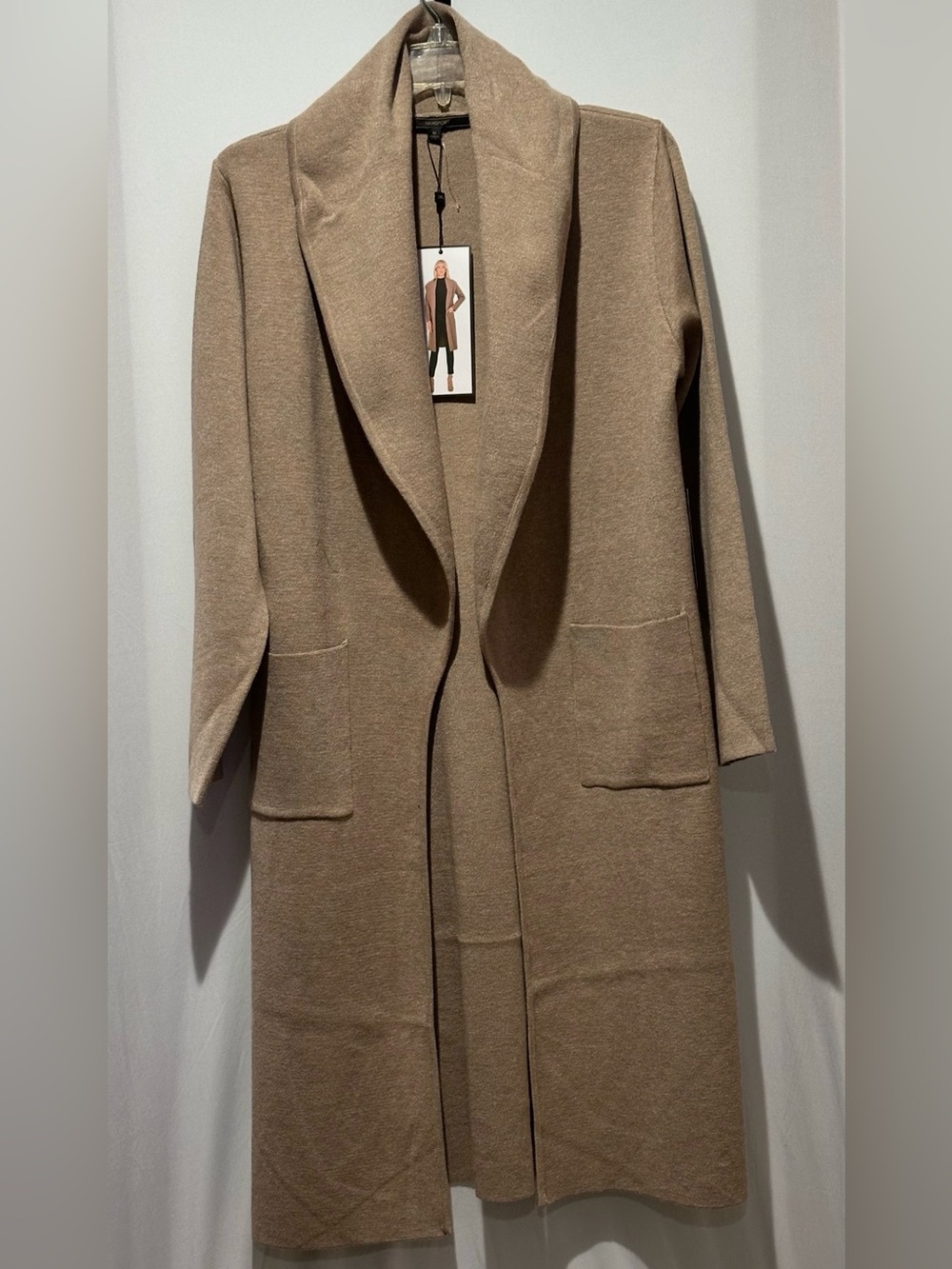 Max Sport Women’s Long Shawl Collar Sweater Coatigan - Size M